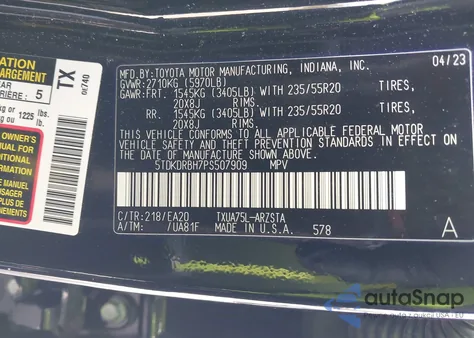 2023 Toyota Highlander Xse from USA, damaged, VIN 5TDKDRBH7PS507909